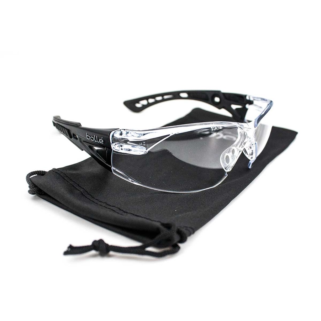 GAFAS BOLLE RUSH SMALL TRANSPARENTE PATILLA NEGRA 