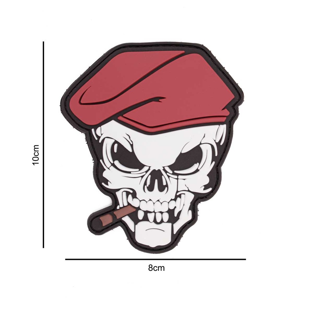 PARCHE IMMORTAL PVC 3D CALAVERA BOINA PURO ROJO-GRIS