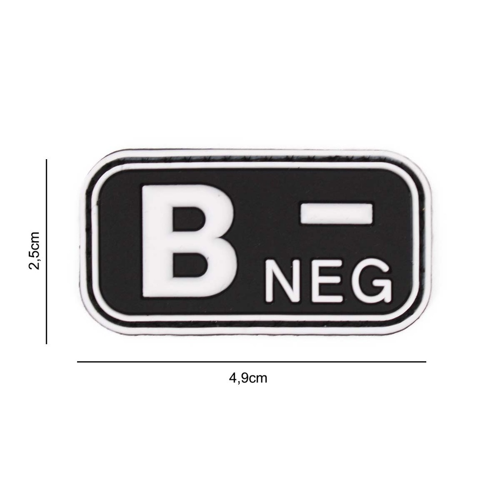 PARCHE IMMORTAL PVC GRUPO SANGUINEO B NEGATIVO NEGRO