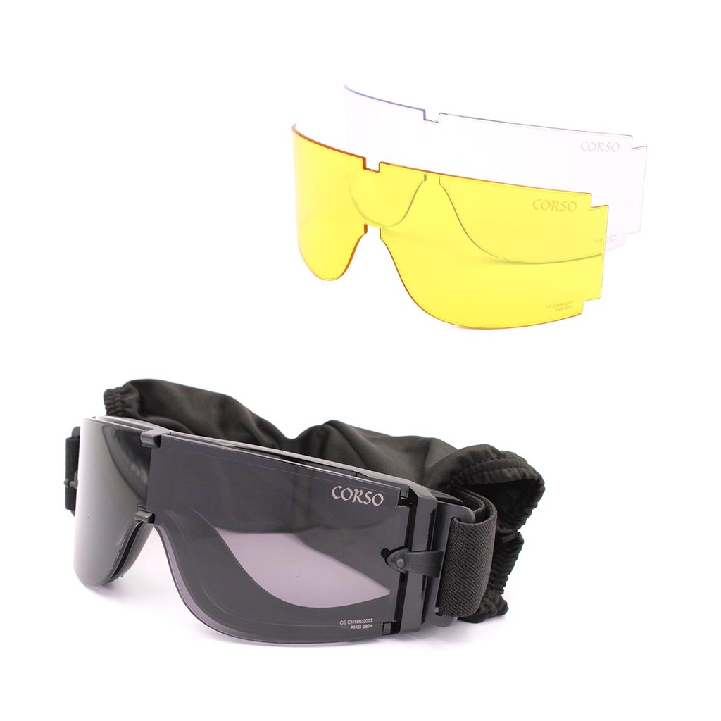 GAFAS CORSO REVENGE MK800 3 LENTES NEGRA