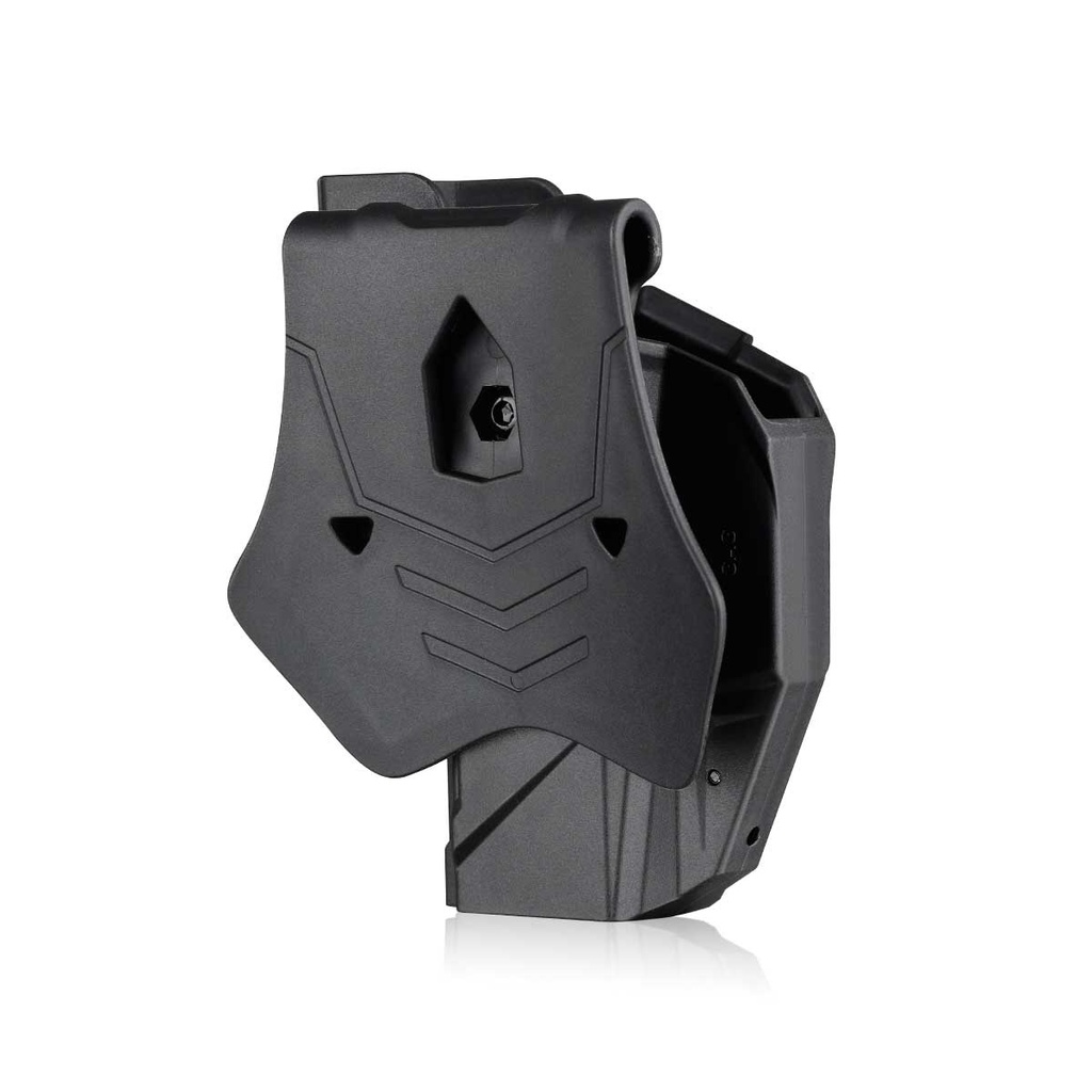 FUNDA PISTOLA RIGIDA AMOMAX GLOCK & CZ P10C CON ADAPTADOR RED DOT NEGRA