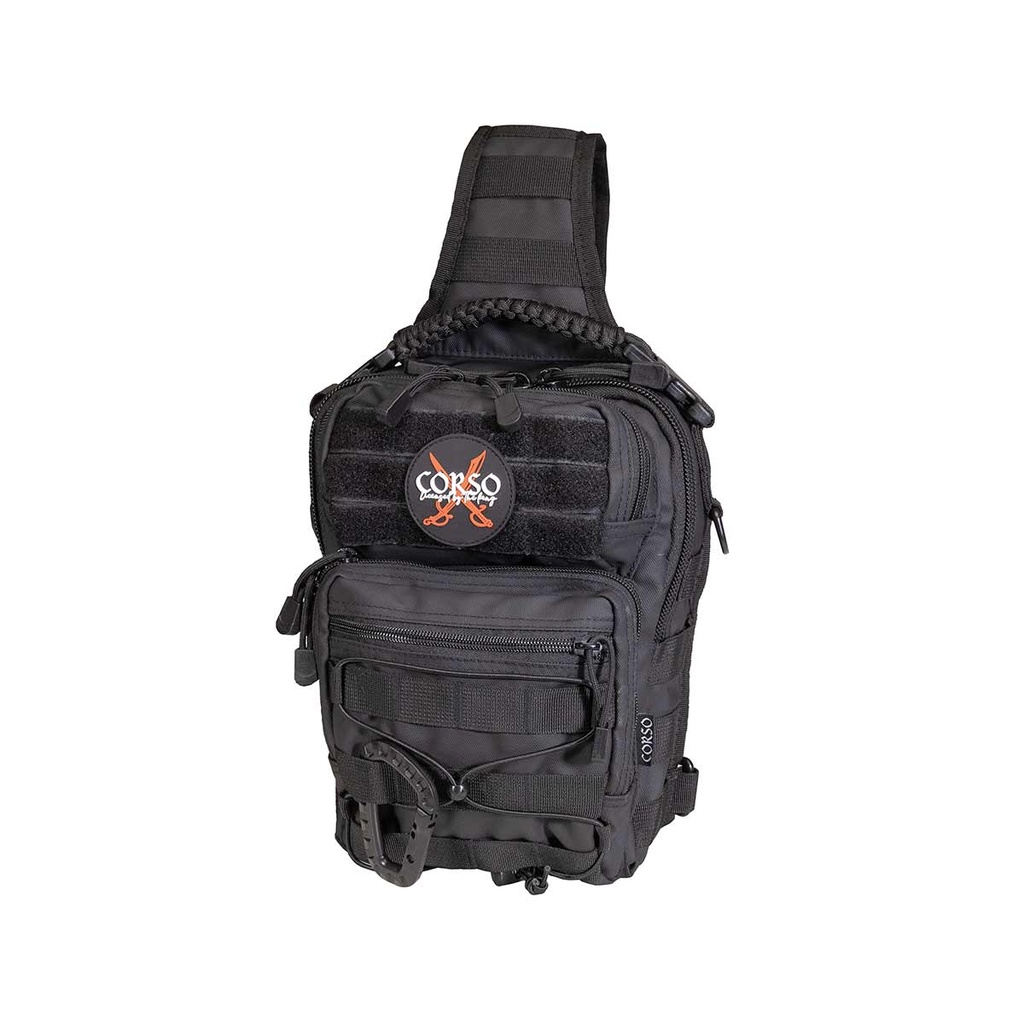 BOLSO CORSO BANDOLERA TACTICAL NYLON VELCROS NEGRO 