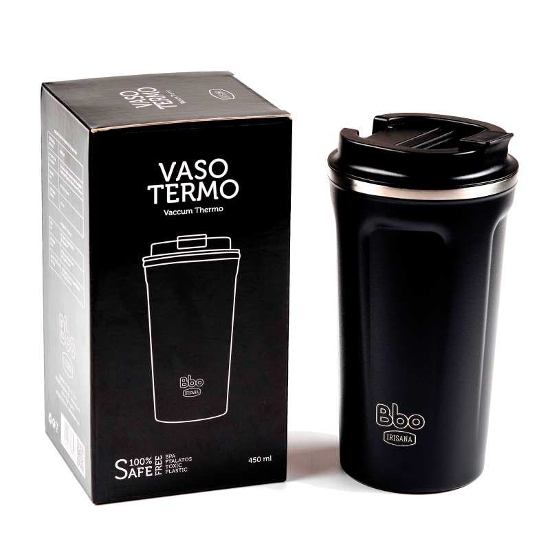 VASO TERMO BBO IRISANA ACERO INOXIDABLE 450ML.NEGRO 