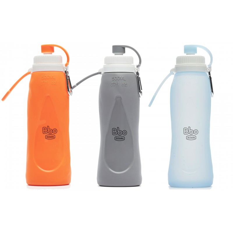 BOTELLA BBO IRISANA SILICONA PLEGABLE 500ML.GRIS 