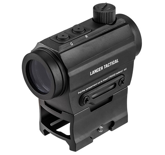 MIRA LANCER TACTICAL REFLECTANTE DE PUNTO ROJO/VERDE CON RIEL REFELX  NEGRA