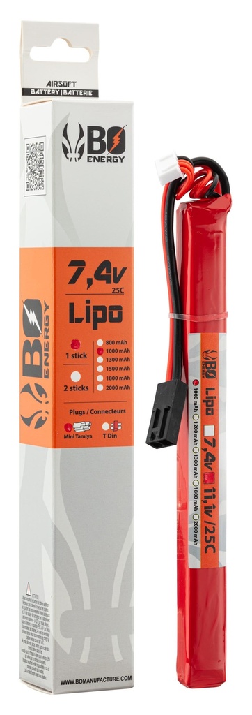 BATERIA BO LI-PO 7.4V 1000  Mah 25C T-DEAN