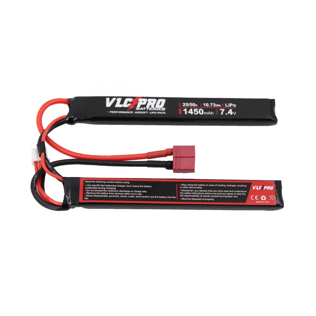 BATERIA VLC PRO LIPO 7.4V 1450MAH 25C/50C 2 STICK T-DEAN NEGRA 