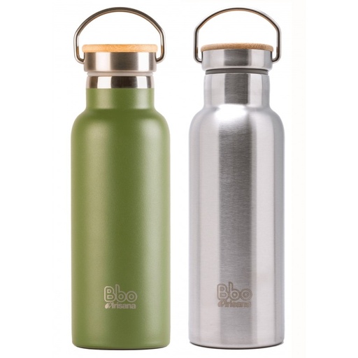 [ST1130614270] BOTELLA BBO IRISANA TERMO CON TAPON BAMBU 500ML. ACERO 